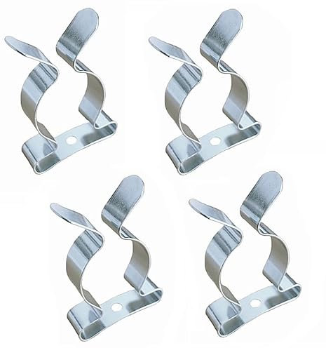 Pack of 4 Tool Spring Terry Clips 12mm - 38mm Garage/Shed Storage Grip Tidies Wall Mounted Tool Spring Terry Clips Storage Hangers for Garages Sheds Yards Cupboards (with Screws) 32mm (1-1/4).