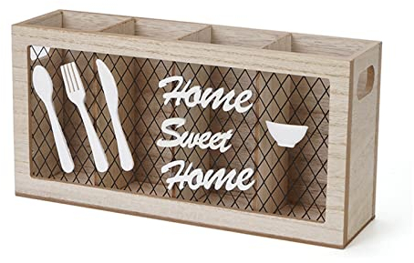 Porta Utensilios Cocina de madera Cubiertos Organizador Tenedor de almacenamiento de drenaje Tenedor de cuchara Tenedor de utensilios de cocina Bandeja Estante de cubiertos Utensilios Box Rack Soporte