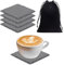 Lot de 4 dessous de verre carrés et 1 sac de rangement, dessous de verre en pierre, dessous de plat, dessous de verre, dessous de verre en ardoise noire