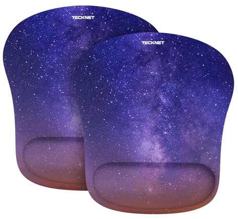 TECKNET Mouse Mat Wrist Support, 2 Pack Ergonomic Mouse Mat with Memory Foam, Mice Pad with Anti-slip Rubber Base, Waterproof Surface Mouse Pad for Computer, Laptop, Office, Home and Travel