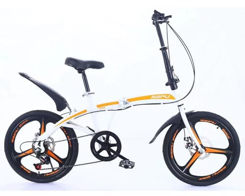 ASIAD Two Klapprad 20 Zoll mit Schnelles Faltsystem (10 Sek), Doppelscheibenbremse, Kohlenstoffstahl, U-Förmige Vordergabel,Weiß,A