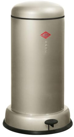 WESCO Collecteur de déchets Baseboy de couleur neutre, tôle d'acier revêtue par pulvérisation, volume de 20 litres, insert en métal, amortisseur intégré, pédale en métal avec surface de marche en
