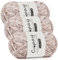 Coopay Chenille Wolle zum Häkeln, 3x100g Samtig Chenillegarn, Dicke Flauschige Weich Chenille Garn, Chenille Wolle, Weicher Plüschwolle Häkelgarn für Decken, Schals - Rosa und Schwarz
