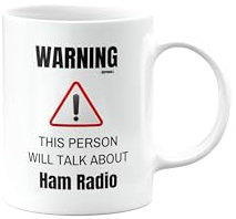 MIPOMALL Funny Ham Radio Mug, Warning This Person Will Talk About, Birthday Present, Gift for Someone who Loves Ham Radio, mm-CA_148_18