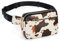 UTO Bauchtasche Hüfttasche für Herren und Damen PU Leder Mode Schlanke leichte Wasit Pack Tasche mit 3 Reißverschlusstaschen Milchkuh-Muster