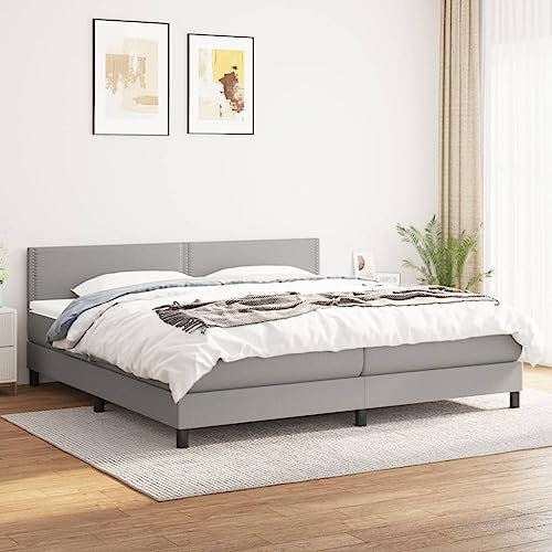 Juroupi Boxspringbett mit Matratze Hellgrau 180x200 cm Bett Boxspringbett Bett Mit Matratze Schlafzimmer MöBel Betten Stoff - 3139993
