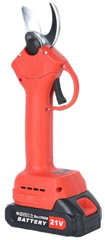 ohfruit Sécateur électrique professionnel sans fil électrique à piles avec diamètre de coupe de 2,54 cm et 2 piles rechargeables Rouge