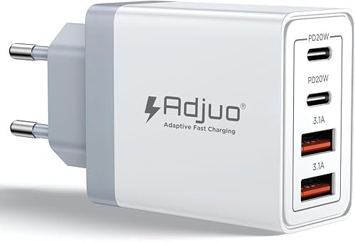 Caricatore USB C, 55W 4 Porte Caricatore Rapido USB C per iPhone, Multipresa PD+QC 3.1A, Adattatore Tipo C per iPhone 16 15 14 13 12 11 Pro Max X XS XR 8 7 6S Plus Mini SE, iPad, Samsung Galaxy