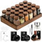 DSUID Elegant acacia wood tray spice rack | spice rack wood + 24 120 ml spice jars square | 180 spice labels | natural spice organiser | spice storage