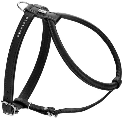 HUNTER Hundegeschirr Round & Soft Canadian UP, Farbe: schwarz, weiches, geschmeidiges Leder, rundgenäht, fellschonend, nachhaltig, Made in Germany, Größe: S-M