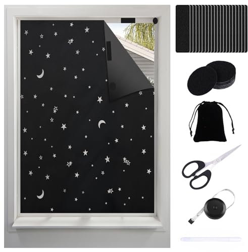 Scettar verdunklungsstoff Sets, verdunkelungsrollo ohne Bohren,Tragbare dachfenster verdunkelung Stoff,Fenster verdunkelung Sonnenschutzvorhänge mit Wärmedämmschicht (300x145-B)