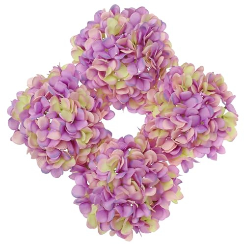 Oairse 19CM Large Artificial Hydrangea Flowers Heads 4PCS Purple Faux Hydrangea with Stems for DIY Floral Arrangements, Wedding Bridal Bouquets, Centrepieces, Home Party Event Decoration