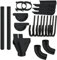 Dachrinnen Komplettset verzinkt farbig | 8tlg. 250mm | 7tlg. 280mm | 6tlg. 333mm (Schwarz ca. RAL 9005, 6 Meter 7tlg. 280mm)
