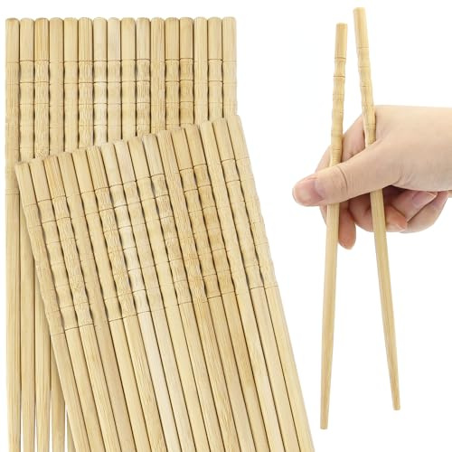 16 Paar Rutschfeste Essstäbchen, Bambus Wiederverwendbare Kochstäbchen,Handgefertigte Bambus-Essstäbchen, NatüRliche Holz EssstäBchen für Esszimmer Gourmet