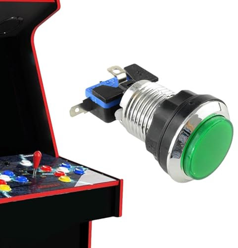 Bouton de Console de Jeu avec Bouton léger et Console de Jeu d'arcade - Petit Bouton Rond pour la Machine d'arcade - Supplies de Jeu d'ampoule intégrées pour Le cybercafé, la Chambre, Le Salon
