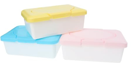 MAGICLULU 3 Stück Tragbare Feuchttücherbox aus Kunststoff Wiederverwendbar und Leicht als Organizer für Babytücher im Kinderbett der Schublade Zufällige Farbe