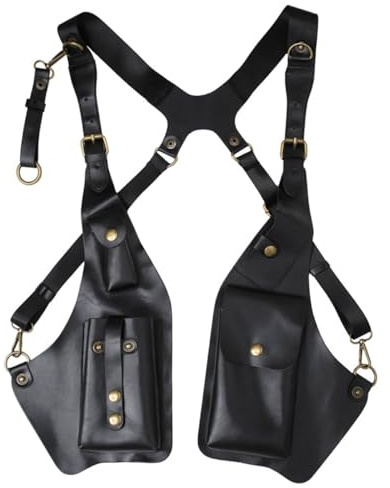 Ausi Leather Shoulder Holster Bag,Adjustable Shoulder Strap Bag, Retro Forearm Pouch,Universal Vertical Pistol Holster