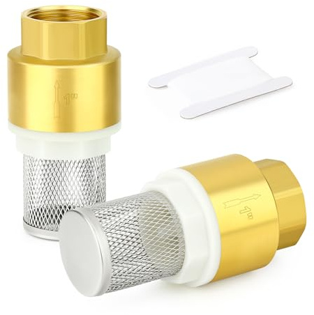 GASHER 2- Stück Messing-Fußventil mit Filter 1 Innengewinde Rückschlagventile, für Wasserpumpen, Bewässerung, industrielle Rohrleitungssysteme
