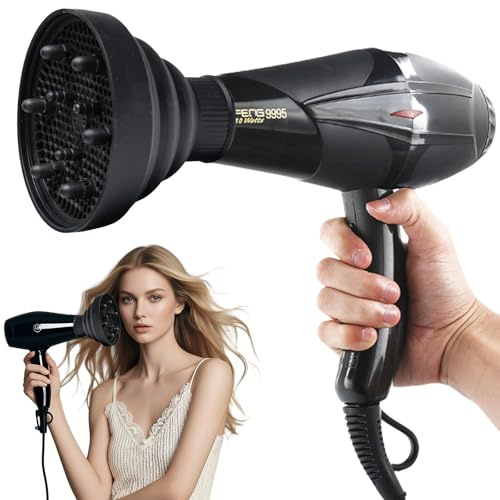 Mugtide Accessoire Diffuseur Universel pour Cheveux Naturellement Bouclés et Ondulés, Embout pour Sèche Cheveux, Diffuseur Universel pour Cheveux Bouclés avec Embouts (Noir)