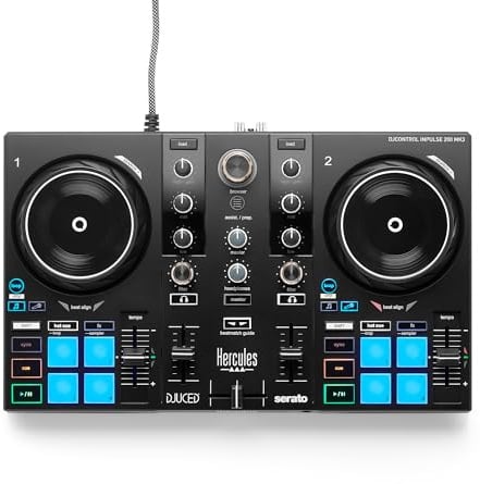 Hercules DJControl Inpulse 200 MK3 - Controller Serato Lite | Guide luminose Beatmatch, controlli Stems dedicati, 8 pad performance, jog wheel touch, DJUCED/Serato DJ Lite