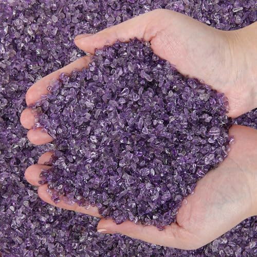 1 kg Amethyst Dekosteine, Kleine Steine, Polierte Chips für Vasen | Polierte Amethyst-Chips & natürliche Farbnuancen – dekorative Füllung für Vasen, Blumentöpfe und Schalen