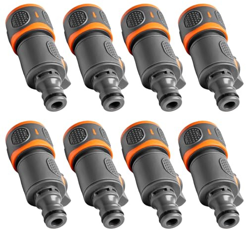 Ensemble de 8 raccords pour tuyau d'arrosage : raccord avec vanne de régulation, connecteur de tuyau fonctionnel avec vanne d'arrêt, raccord de tuyau avec vanne de régulation, pour pelouses, villas