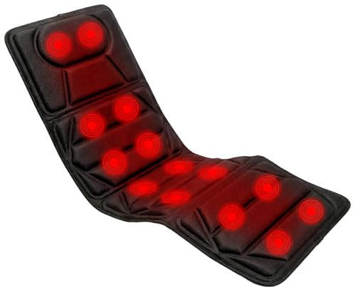 BONPLUS Tapis de massage corporel avec chaleur et vibration, tapis de massage, masseur cervical, housse de siège de massage avec 5 modes de vibration, 10 moteurs et 4 zones de massage