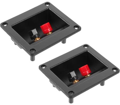 UTHCLO 2pcs Subwoofer Terminal Plates with Binding Posts 92x80mm Speaker Box Terminal Cups Black Red Connectors for Stage and Home Audio Subwoofer Boxes