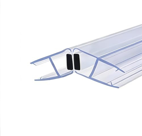 Shower Door Seal Strip, Magnetic Suction Frameless Shower Glass Door Seal Strip, 90°/135°/180° Shower Door Sweep, Set of 2, for 6/8/10/12 mm Glass, PVC(135°-6mm)