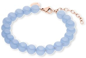 Purelei Blue Lagoon Armband für Damen, Perlenarmband mit hellblauen Glasperlen, verstellbares Armband 16–20 cm, Damen Schmuck aus Edelstahl, sommerliches Armband zum Verschenken
