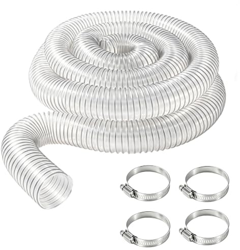 3m Staubsaugerschlauch 50mm, Absaugschlauch Saugschlauch PVC Schlauch | Transparent Spiralschlauch, Universal Staubsauger Schlauch für Werkstatt Absaugung Teichpumpe