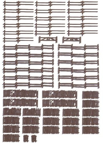 NOCH Ländliche Zäune, Graubraun, 53 Teile mit 220 cm Länge für Modellbau Spurweite TT ideal für Dioramenbau
