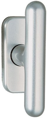 Vachette Fenstergriff-Set mit Verriegelungsknopf Golf – 90° – Abstand 43 mm – Befestigung Schrauben M5 inklusive – Material robustes Aluminium – silberfarbene Oberfläche