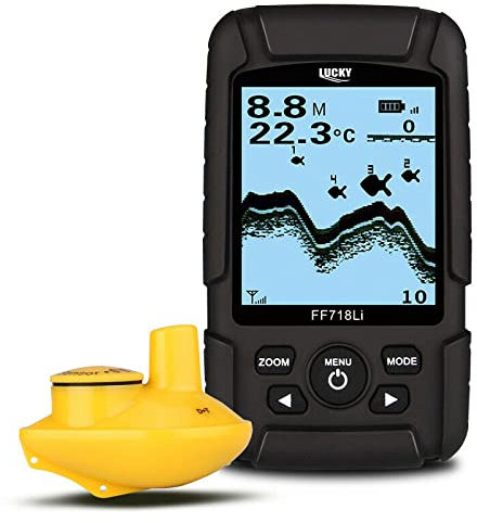Wireless Fish Finder - 180 Metre Range, 4 level Grayscale, Bottom Contours, 40 metre depth, large LCD screen, battery and charger + many more features