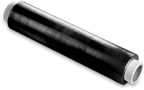 Rouleau de Film Noir largeur 50cm x 250m, épaisseur 25 microns, Rouleau 3,2 Kg, Etirable 150 à 200%, pour palettes, carton