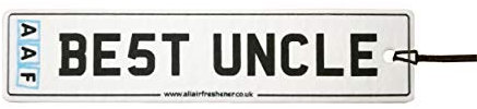 AAF - Best Uncle Number Plate Car Air Freshener (Fun Birthday/Father's Day/Xmas Christmas Stocking Filler/Secret Santa/Novelty Scented Gift)