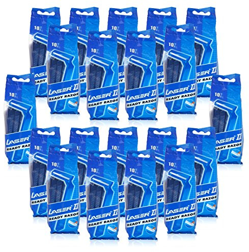 200X LASER II TWIN BLADE MENS DISPOSABLE RAZOR BLADES *20 PACKS OF 10*