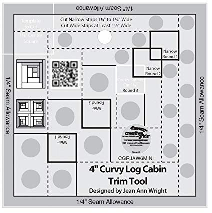 Creative Grids 10cm Curvy Log Cabin Trim Tool Quilting Ruler