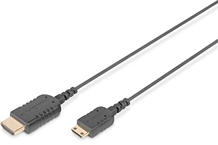 DIGITUS HDMI High Speed HighFlex connection cable, Type C to Type A - 2 m, Ultra HD 4k/30Hz - compatible with TV/projector/monitor - gold-plated contacts - black