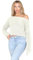 janisramone® Womens Long Sleeve Off Shoulder Jumper, Slash Neck Cable Knitted Cropped Pullover Sweater, Winter Oversized Baggy Ladies Jumpers Cream
