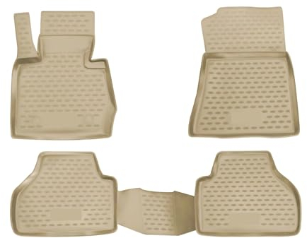 OMAC Gummimatten Fußmatten kompatibel mit BMW X3 F25 2010-2017 TPE Automatten Beige 4X
