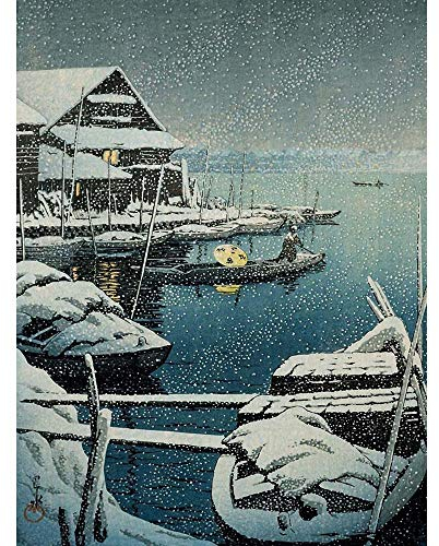 Wee Blue Coo Cultural Landscape Snow Lake Mukajima Kawase Hasui Art Print Poster Wall Decor Kunstdruck Poster Wand-Dekor-12X16 Zoll