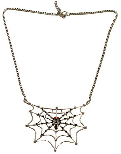 PARTY DISCOUNT Kette Spinnennetz mit Spinne, silber