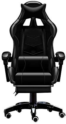 Bseack Drehstuhl Videospiel-Stuhl, stützender Computer-Stuhl, der Rotation Bluetooth anhebt, das Einstellungen mit Fußrest-Ergonomie zusammenbringt, die Stuhl mit Kopflehne und Lordosenstütze läuft
