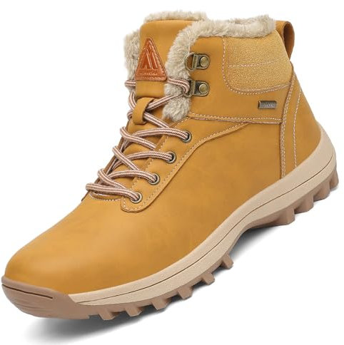 Mishansha Uomo Scarpe Invernali Donna Stivali da Neve Calda Stivaletti Impermeabili da Trekking giallo, 46 EU