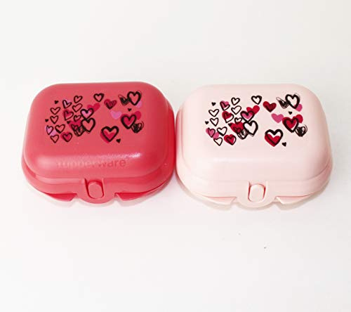 TUPPERWARE Twin Brotdosen Snackbox 2X Gr. 1 Lachs mit Herzen + Rosa mit Herzen