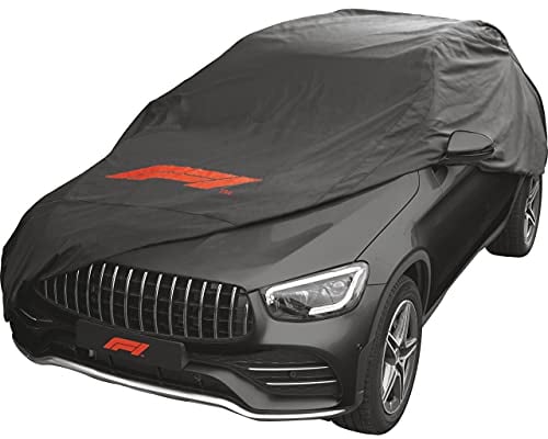 Formula 1 Autoabdeckung SUV Vollgarage Auto Abdeckplane Atmungsaktiv,Staubdicht,Wasserdicht,Autohülle für Winter und Sommer,Größe XL
