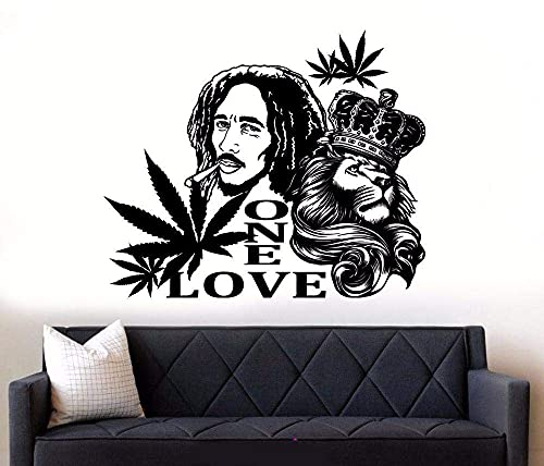 Vinyl Wandtattoo Bob Marley Lion Reggae Musik Wandkunst Wandbild Abnehmbare Poster Dekoration 69 * 57C M
