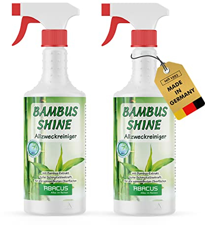ABACUS® Bambus Shine, Bambusreiniger, Bambus-Konzentrat, Bambusmittel, Bambus-Reinigungsmittel, Bambus-Universalreiniger, Bambus-Fettlöser – Bambus Shine 2x 750 ml (7721.2)