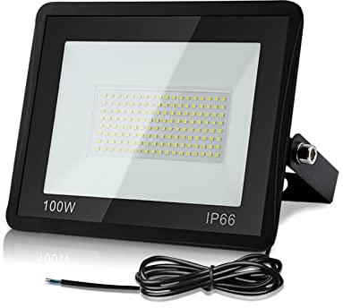 Lospitch 100W Strahler, 8500LM 6000K Fluter Kaltweiß Superhell Außenstrahler, IP66 Wasserdicht LED Flutlicht, Scheinwerfer für Garten, Garage, Hotel, Innenhöfe (Ohne Stecker)